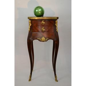Bedside Table In Louis XV Style Marquetry From The Napoleon III Period.
