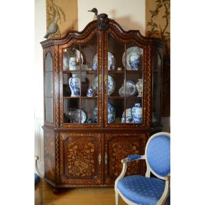 Dutch Marquetry Display Case. Early 19th Century.