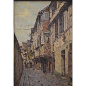 Emile Bouzin: View Of A Town In Normandy.