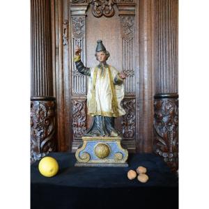 Holy Priest. Carved Wood. Louis XIV Period.