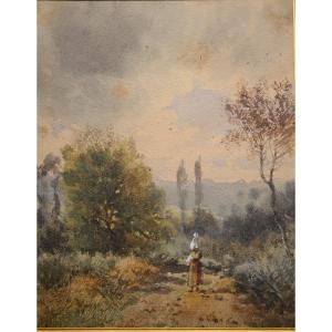 Hubert Clerget. Watercolor. Nineteenth Century.