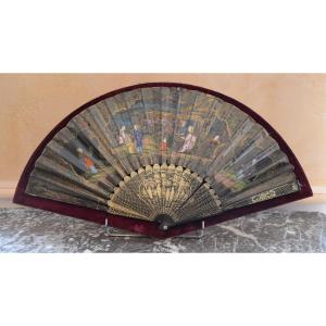 Beautiful Fan In Its Frame. Second Half Of The Nineteenth Century.