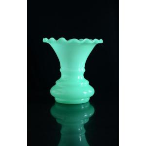 Green Opaline Vase From The Napoleon III Period.