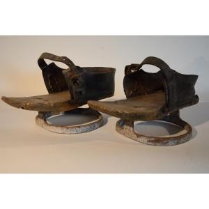 Pair Of Clogs. Nineteenth Century.