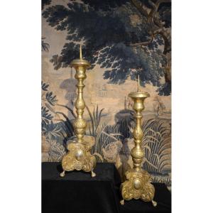 Pair Of Candlesticks. Eighteenth Century.