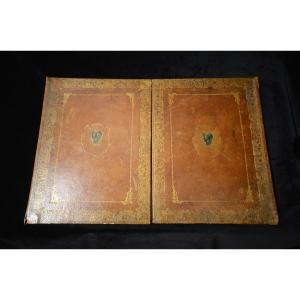 Large Desk Pad Opening With Two Panels. Late Nineteenth Century.