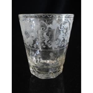 Engraved Glass Goblet. Late Eighteenth, Early Nineteenth Century.