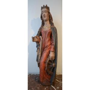 Saint Catherine With Wheel.15th Century.