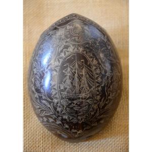 Noix de coco gravée. Fin dix-huitième-Début du dix-neuvième siècle.