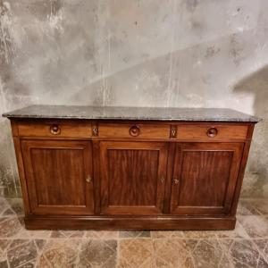19th Century Sideboard With Three Doors, Mahogany And Mahogany Veneer