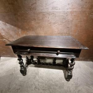 Louis XIII Style Table In Blackened Walnut
