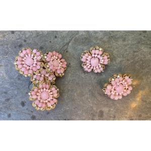 Miriam Haskell - Brooch And Pair Of Earrings 