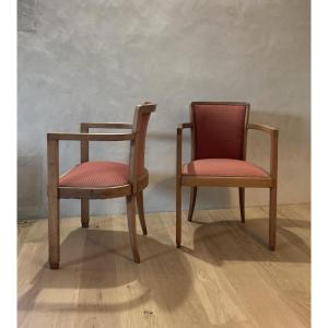 Pair Of Bridge Chairs 1930/40 Light Wood.
