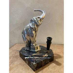 Louis Fontinelle - Circus Elephant Silver Plated Bronze Penholder