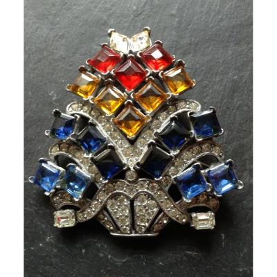 "magnificent Jewel Eisenberg Dress Clip / Important Rhinestone Eisenberg Brooch"