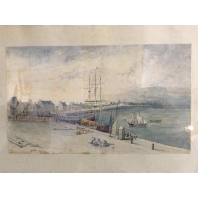 Forget Charles Gabriel (1807/1873). Watercolor / Navy.
