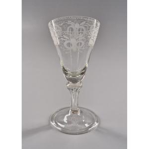 Large Engraved Glass Cup - 18th Century