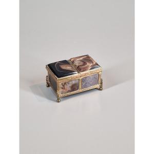 Miniature Box In Agate And Hardstone - 19th Century