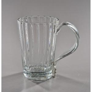 Mug In Lightly Tinted Grey Blown Glass - Folk Work From Normandy Late 18th Century