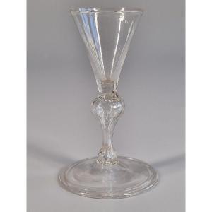 Italy, Small Blown Stemmed Glass With Baluster Leg - 18th Century