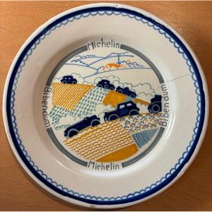 Michelin Advertising Earthenware Plate By Henriot Quimper