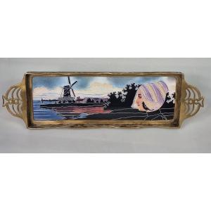 Art Nouveau Earthenware Tray By Carl Sigmund Luber / Johann Von Schwarz