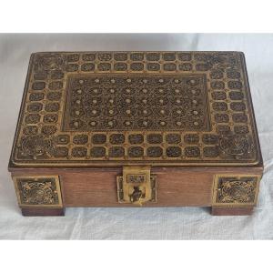 Antique German Erhard & Söhne Filigree Gilt Brass Jewelry Box