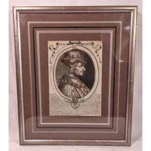 Old Master Print – Louis XI Wearing The Order Of Saint Michael By Nicolas De Larmessin 