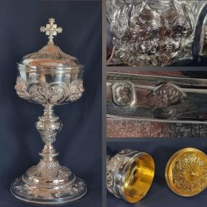 Silver And Gilt Ciborium, France, Martin, 19th Century