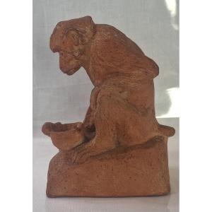 Terracotta Seated Monkey, Em Samson, Paris 1910-1920
