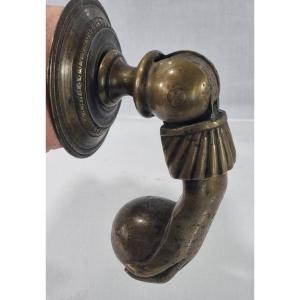 Solid Bronze Door Knocker, Hand Holding A Ball, 18th Or Early 19th Century