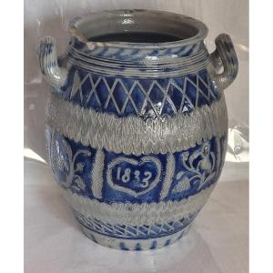 Westerwald Stoneware Wedding Pitcher, Early 19th Century – Dated 1833