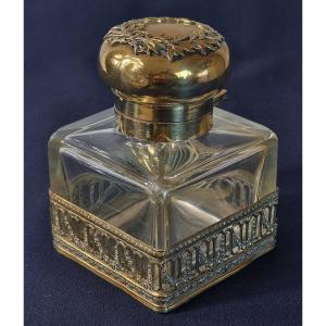Antique French Decorative Glass Inkwell, Napoleon III Style