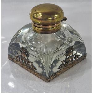 Antique Medium-sized Crystal Inkwell, Napoleon III Style, From The French Period.