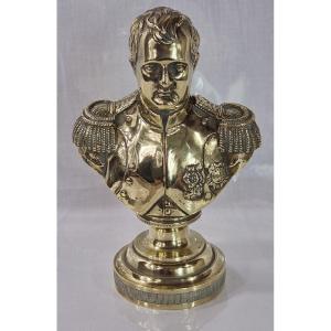 Bust Of Napoleon Bonaparte In Yellow Copper, Late 19th Century