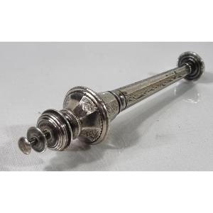 Antique German Silver Sewing Compendium In Three Parts, 1750-1800