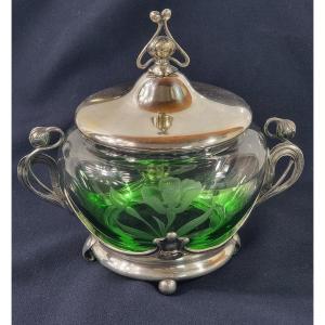 Silver-plated Art Nouveau Candy Dish/biscuit Tin By Wmf, 1900