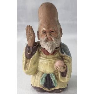 Asian Ceramic Buddha/immortal Deity Statuette