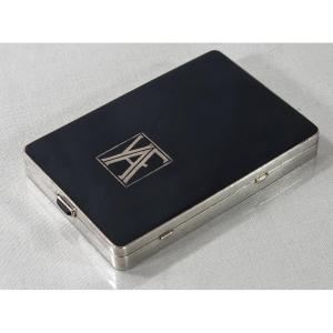 Antique French Art Deco Silver Powder Compact, Signed Yaf