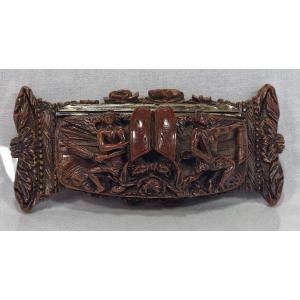Antique French Coquilla Snuffbox, Mozes And The Stone Tables