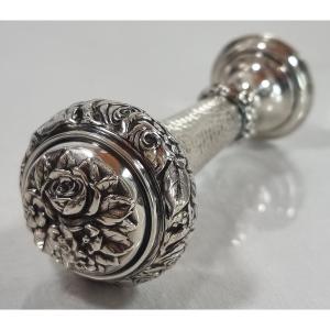 Antique Wax Seal In Solid Silver (800/1000), Decorated With Roses