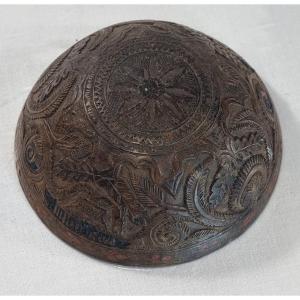 Half-decorated Coconut Bowl, 18th Century