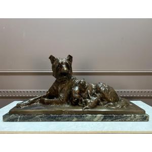 Bronze Sculpture “motherhood” Signed Charles Paillet