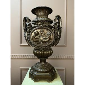 Large 19th Century Patinated Bronze Vase