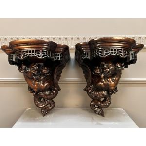 Pair Of Wall Consoles Attributed To Gabriel Viardot