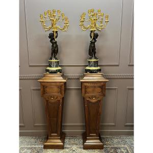 Pair Of Walnut Pedestals – 19th Century