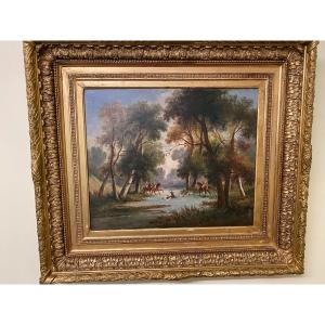 Pretty Painting Beautiful Hunting Scene 