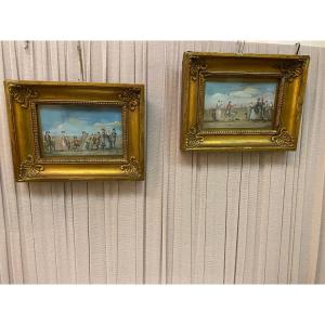 Pretty Pair Of Small Gouaches