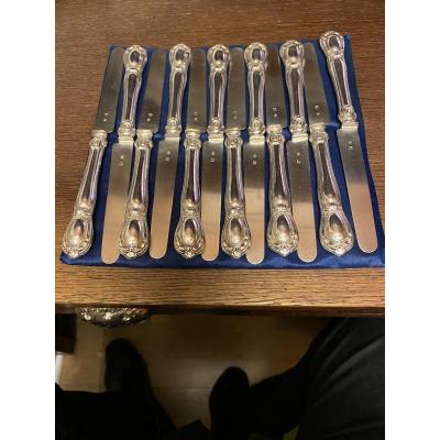 Beaux Couteaux  à Dessert En Argent 
