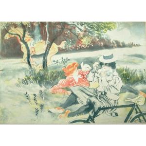 - Large Aquatint By Louis Legrand - Around 1900 -